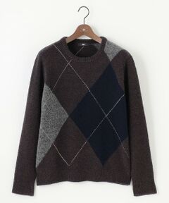 JOSEPH ABBOUD / ジョセフ アブード ニット・セーター | 【インポート素材/ソフトな肌触り/軽量】MOUSSE アーガイル クルーネック セーター