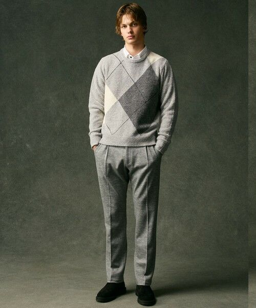 JOSEPH ABBOUD / ジョセフ アブード ニット・セーター | 【インポート素材/ソフトな肌触り/軽量】MOUSSE アーガイル クルーネック セーター | 詳細1