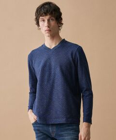 JOSEPH ABBOUD / ジョセフ アブード カットソー | 【キングサイズ・上質な肌触りと美しい光沢感 】ブロックリンクス 長袖Ｔシャツ　26SSモデル