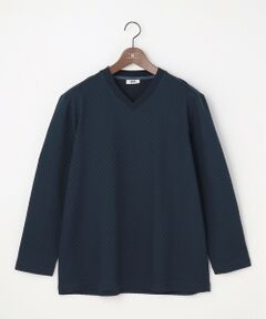 JOSEPH ABBOUD / ジョセフ アブード カットソー | 【キングサイズ・上質な肌触りと美しい光沢感 】ブロックリンクス 長袖Ｔシャツ　26SSモデル