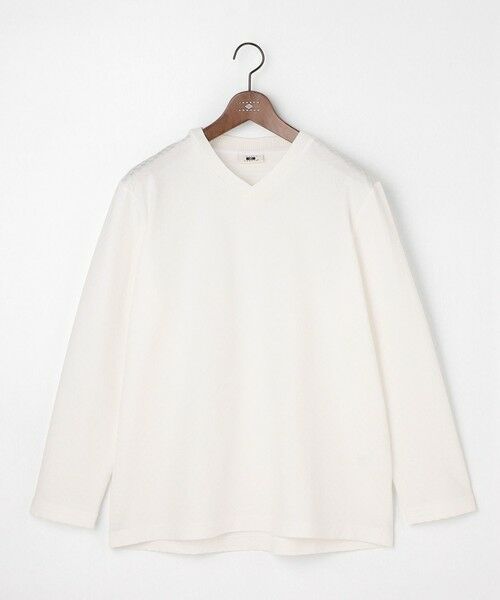 JOSEPH ABBOUD / ジョセフ アブード カットソー | 【キングサイズ・上質な肌触りと美しい光沢感 】ブロックリンクス 長袖Ｔシャツ　26SSモデル（ホワイト系）