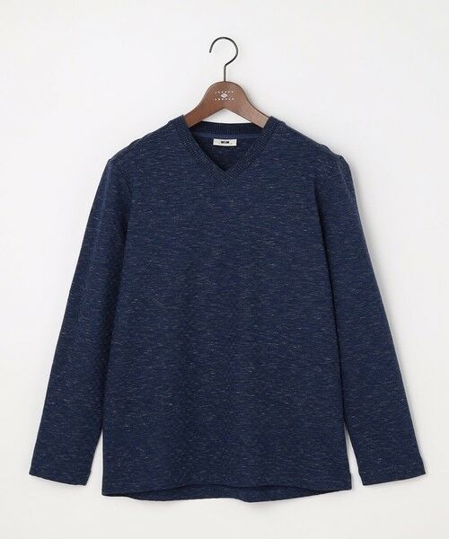 JOSEPH ABBOUD / ジョセフ アブード カットソー | 【上質な肌触りと美しい光沢感 】ブロックリンクス 長袖Ｔシャツ　26SSモデル（ダルブルー系）