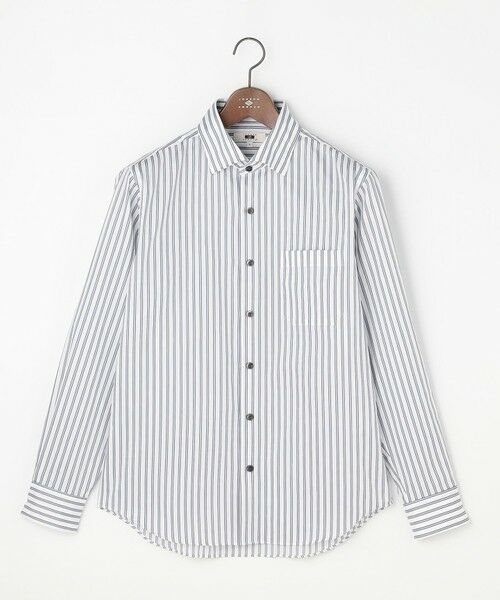 JOSEPH ABBOUD / ジョセフ アブード シャツ・ブラウス | 【キングサイズ・ストレッチ・イージーケア・JAPANファブリック】ストライプストレッチ シャツ（ライトグレー系1）