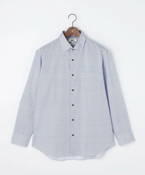 JOSEPH ABBOUD / ジョセフ アブード シャツ・ブラウス | 【キングサイズ・オーガニックコットン・日本素材】ジオメトリックパターンプリントシャツ　26SSモデル（ネイビー系5）