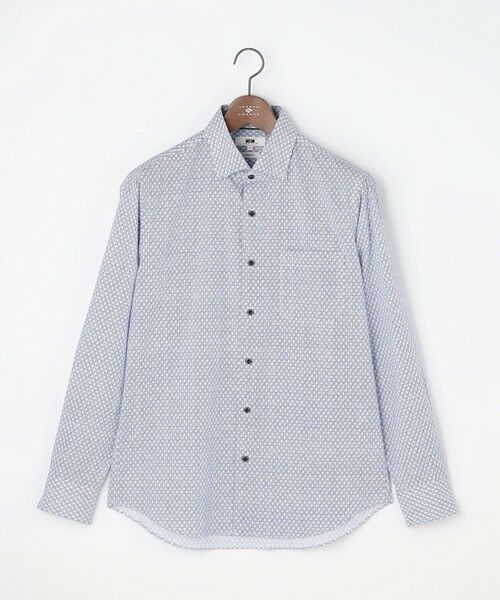 JOSEPH ABBOUD / ジョセフ アブード シャツ・ブラウス | 【オーガニックコットン使用・JAPANファブリック】ジオメトリックパターンプリントシャツ　26SSモデル（ネイビー系5）