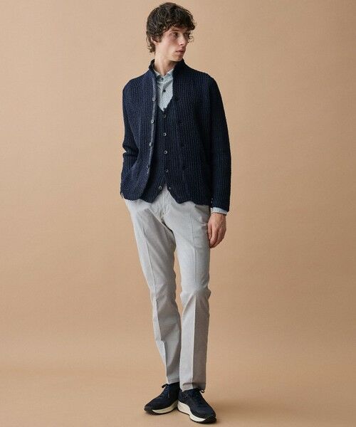 JOSEPH ABBOUD / ジョセフ アブード ブルゾン | 【キングサイズ・エコ素材和紙使用・日本素材】和紙杢メッシュクルーネック ニットジャケット　26SSモデル | 詳細10