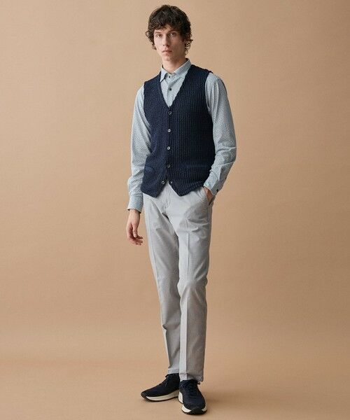 JOSEPH ABBOUD / ジョセフ アブード ベスト | 【キングサイズ・エコ素材和紙使用・日本素材】和紙杢メッシュクルーネック ニットジレ | 詳細1