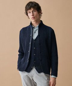 JOSEPH ABBOUD / ジョセフ アブード ブルゾン | 【エコ素材和紙使用・日本素材】和紙杢メッシュクルーネック ニットジャケット