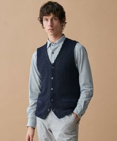 JOSEPH ABBOUD / ジョセフ アブード ベスト | 【エコ素材和紙使用・日本素材】和紙杢メッシュクルーネック ニットジレ