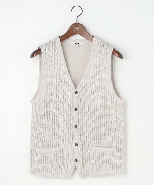 JOSEPH ABBOUD / ジョセフ アブード ベスト | 【エコ素材和紙使用・日本素材】和紙杢メッシュクルーネック ニットジレ（ライトグレー系）