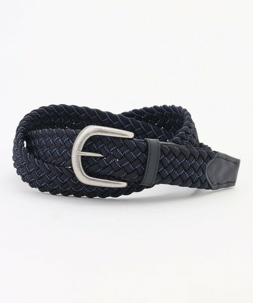 JOSEPH ABBOUD / ジョセフ アブード ベルト・サスペンダー | 【イタリア素材・ストレッチ・日本製】メランジグリッドストレッチ ベルト（ダルブルー系）