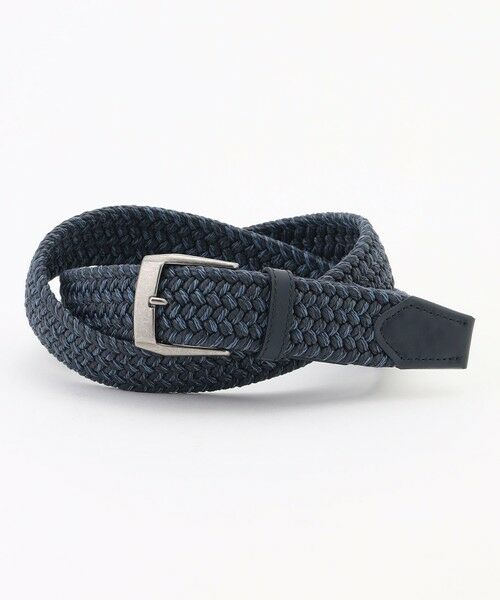JOSEPH ABBOUD / ジョセフ アブード ベルト・サスペンダー | 【イタリア素材・ストレッチ・日本製】コットンメランジストレッチ ベルト（ネイビー系）