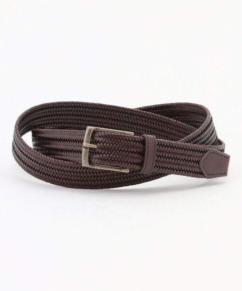 JOSEPH ABBOUD / ジョセフ アブード ベルト・サスペンダー | 【キングサイズ・イタリア素材・ストレッチ・日本製】ストレッチレザーベルト（ダークブラウン系）