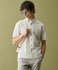 JOSEPH ABBOUD / ジョセフ アブード シャツ・ブラウス | 【キングサイズ・清涼・リネンブレンド】コットンリネン ボイルフラワープリント 半袖シャツ