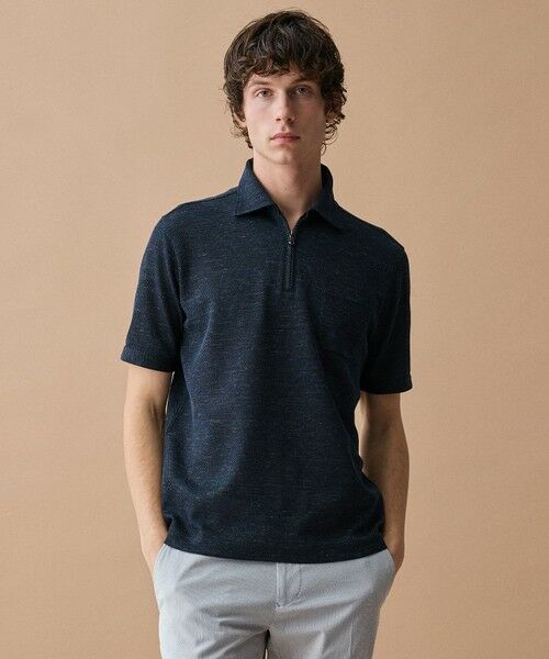 JOSEPH ABBOUD / ジョセフ アブード ポロシャツ | 【キングサイズ・フランス産リネン×日本の技術・清涼感】ノルマンディリネントップジャージ ジップ ポロシャツ | 詳細8
