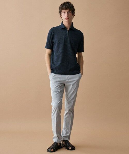 JOSEPH ABBOUD / ジョセフ アブード ポロシャツ | 【キングサイズ・フランス産リネン×日本の技術・清涼感】ノルマンディリネントップジャージ ジップ ポロシャツ | 詳細9