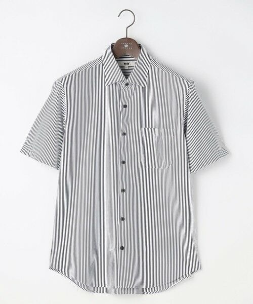 JOSEPH ABBOUD / ジョセフ アブード シャツ・ブラウス | 【キングサイズ・ジャージー素材・ストレッチ・イージーケア】コンパクトジャージーストライプシャツ（ネイビー系1）