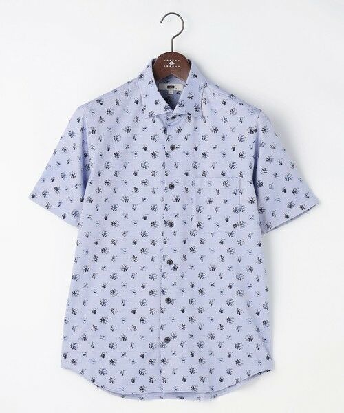 JOSEPH ABBOUD / ジョセフ アブード シャツ・ブラウス | 【ジャージー素材・ストレッチ・イージーケア】コンパクトジャージープリント シャツ（ネイビー系5）