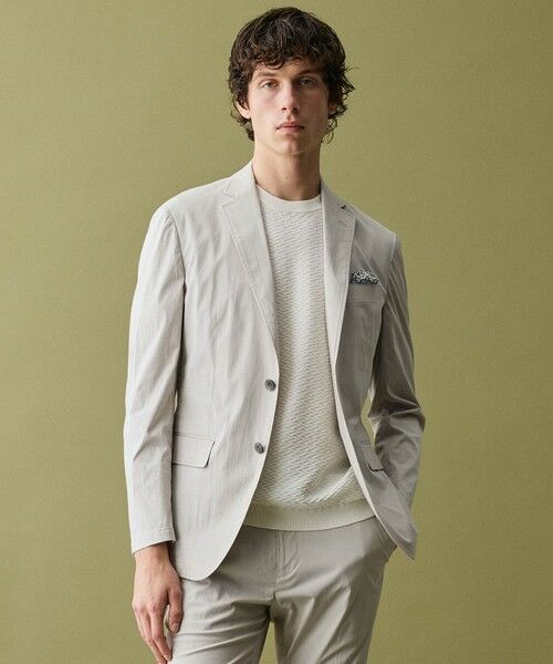 JOSEPH ABBOUD / ジョセフ アブード テーラードジャケット | 【ストレッチ/軽量/Eco撥水/オーガニックコットン使用】マイクロピケストレッチジャケット（ライトグレー系8）