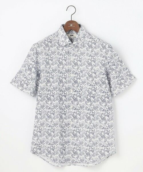 JOSEPH ABBOUD / ジョセフ アブード シャツ・ブラウス | 【キングサイズ・日本製ジャージー使用・清涼感・イージーケア】シャンブレー ペイズリープリント シャツ（ホワイト系7）