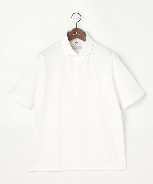 JOSEPH ABBOUD / ジョセフ アブード ポロシャツ | 【オーガニックコットン使用・JAPANファブリック】ミニ千鳥サッカー ポロシャツ（ホワイト系）