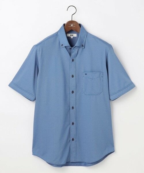 JOSEPH ABBOUD / ジョセフ アブード シャツ・ブラウス | 【キングサイズ・ジャージー素材・ストレッチ・イージーケア】コンパクトジャージー半袖 シャツ（ブルー系）