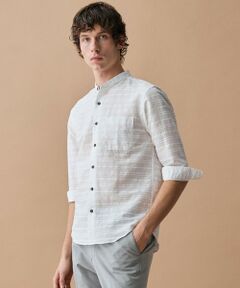 JOSEPH ABBOUD / ジョセフ アブード シャツ・ブラウス | 【リネンブレンド】コットンリネン ボイルコード 七分袖 バンドカラー シャツ