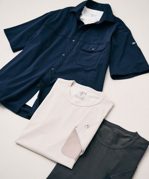 JOSEPH ABBOUD / ジョセフ アブード シャツ・ブラウス | 【UVカット/接触冷感】SOLAMENT トリコットメッシュ 半袖 シャツ（ネイビー系）