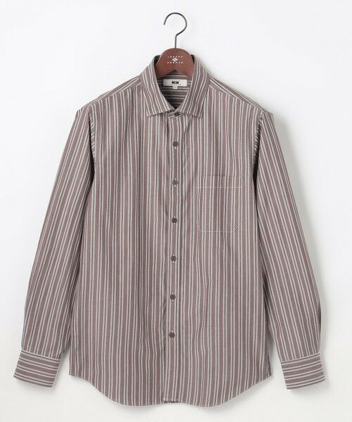 JOSEPH ABBOUD / ジョセフ アブード シャツ・ブラウス | 【シルク混・上質】シルクコットンストライプ シャツ（ダークブラウン系1）