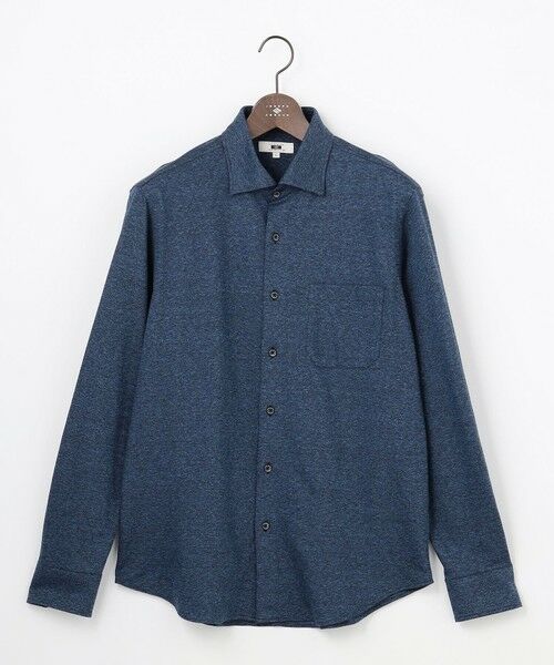 JOSEPH ABBOUD / ジョセフ アブード シャツ・ブラウス | 【キングサイズ・ジャージー素材・ストレッチ】 ECO コットンプリントジャージーシャツ（ダルブルー系6）