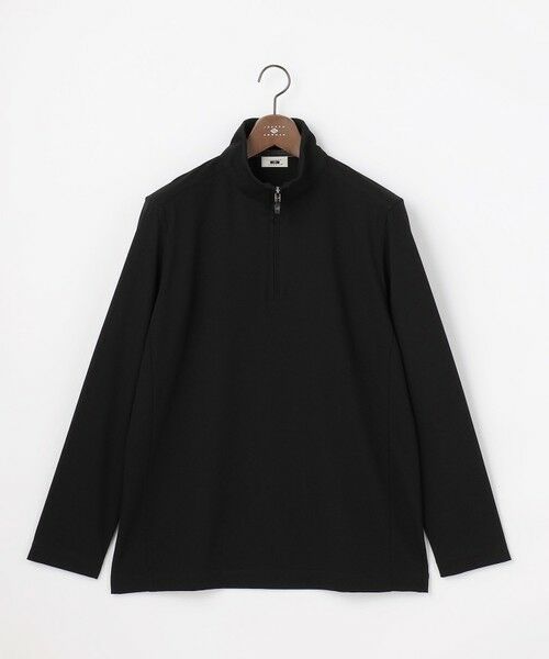 JOSEPH ABBOUD / ジョセフ アブード カットソー | 【キングサイズ/ストレッチ/イージーケア】キャリーマンツイルジャカード ハーフジップ カットソー（ブラック系）