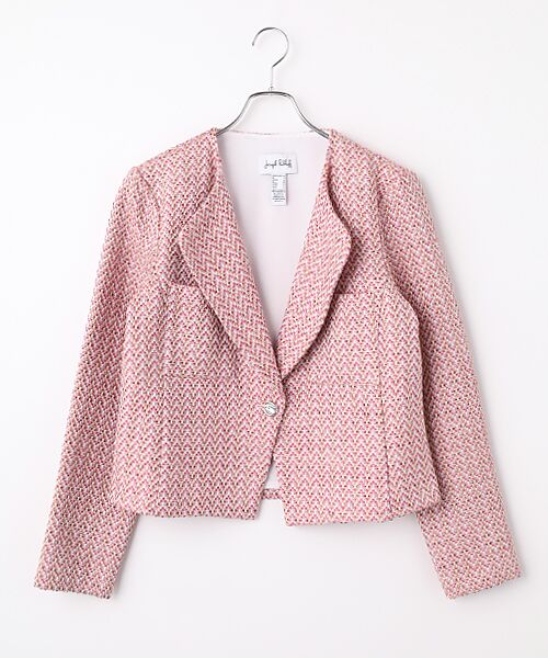Joseph Ribkoff / ジョセフリブコフ ノーカラージャケット | No Coller  Tweed Jacket（Pink/Multi）