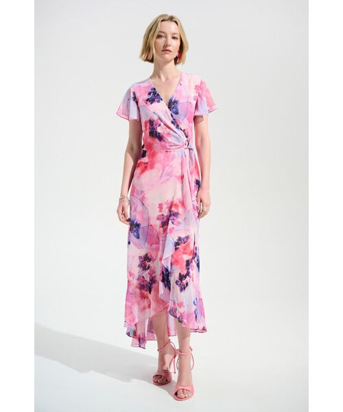 Joseph Ribkoff / ジョセフリブコフ ロング・マキシ丈ワンピース | Pink Flower Dress | 詳細1