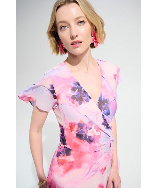 Joseph Ribkoff / ジョセフリブコフ ロング・マキシ丈ワンピース | Pink Flower Dress | 詳細2