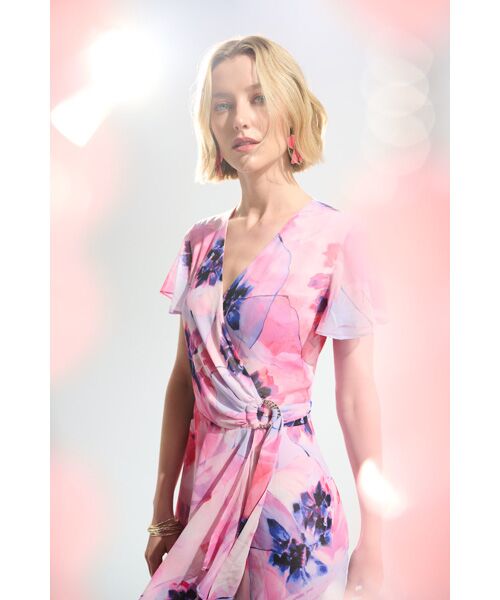 Joseph Ribkoff / ジョセフリブコフ ロング・マキシ丈ワンピース | Pink Flower Dress | 詳細4