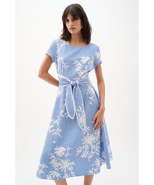 Joseph Ribkoff / ジョセフリブコフ ロング・マキシ丈ワンピース | Seersucker Dress | 詳細1