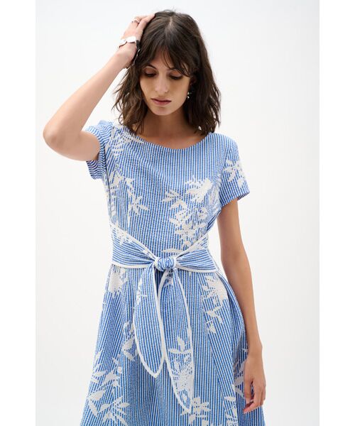 Joseph Ribkoff / ジョセフリブコフ ロング・マキシ丈ワンピース | Seersucker Dress | 詳細2