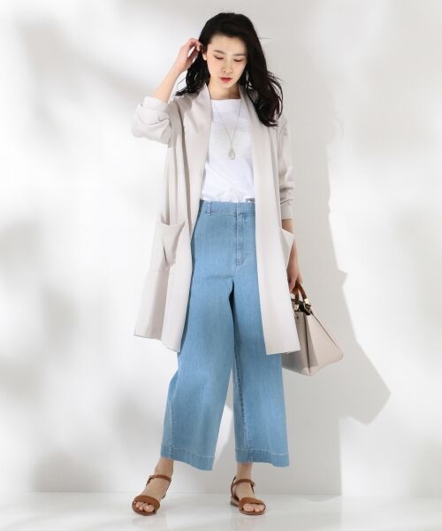 J.PRESS / ジェイプレス ノーカラージャケット | 【洗える】ジャージーボンディング ノーカラーコート | 詳細1