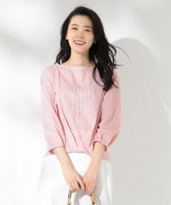 J.PRESS / ジェイプレス Tシャツ | トリコットマルチストライプボートネック カットソー