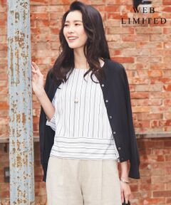 J.PRESS / ジェイプレス カーディガン・ボレロ | 【洗える】ストライププリント ツインセット