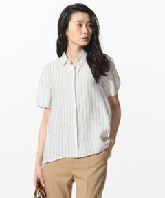 J.PRESS / ジェイプレス トップス | 【接触冷感・しわになりにくい】キュプラストライプ 半袖 ブラウス