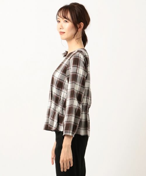 J.PRESS / ジェイプレス トップス | 【洗える】コットンリヨセルブラッシュチェッククルーネック ブラウス | 詳細2