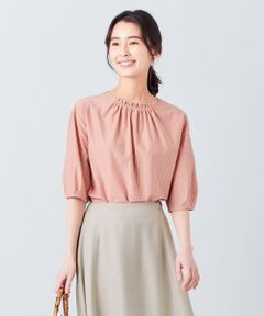 J.PRESS / ジェイプレス Tシャツ | 【洗える】ストライプジャージーフリル襟 カットソー