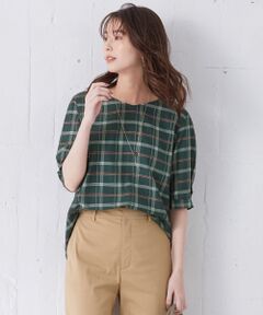 J.PRESS / ジェイプレス トップス | 【洗える】キュプラコットンドビーチェック 5分袖ブラウス