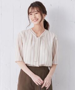 J.PRESS / ジェイプレス Tシャツ | 【洗える】シャドードビーストライプ&チェック ボウタイ付き カットソー