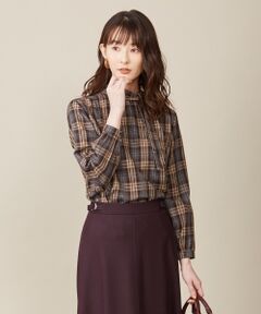 J.PRESS / ジェイプレス トップス | 【洗える】C/セルロースクリアチェック ギャザーブラウス