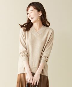 【WEB限定色あり】洗えるカシミヤブレンド Vネック ニット