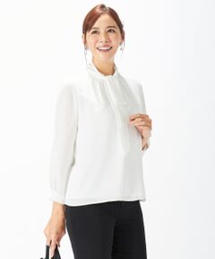 J.PRESS / ジェイプレス トップス | 【洗える】サテンストライプ＆PEツイル ボータイ ブラウス