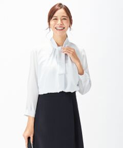 J.PRESS / ジェイプレス トップス | 【洗える】サテンストライプ＆PEツイル ボータイ ブラウス