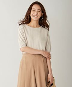 【UVカット・洗える】Functional Cotton Blend プリーツ ニット